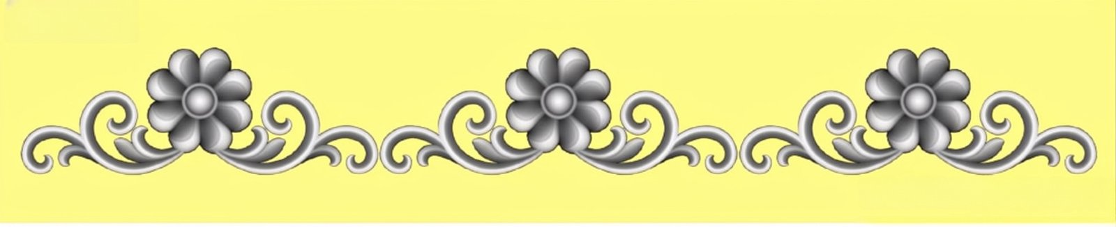 Mix - MIX-81 Elegant Floral Swirl Decorative Border 3D Relief Model